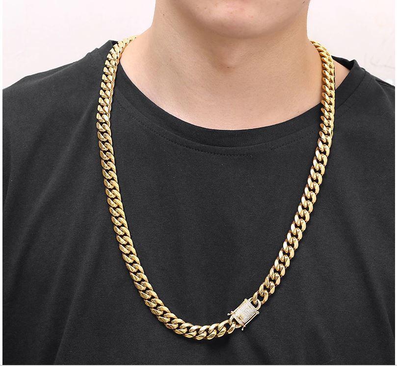 10mm Cuban Chain Set - Diamond Lock | Gold Nation