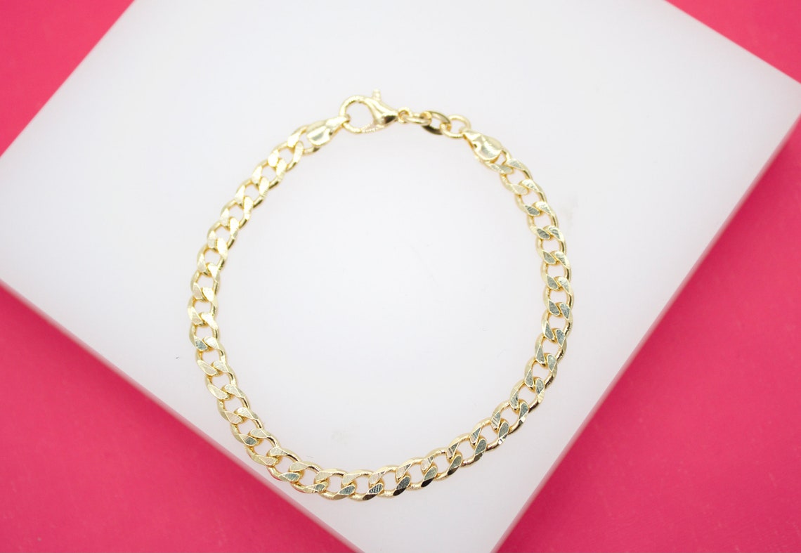 4mm Cuban Curb Link Chain Bracelet (I260)