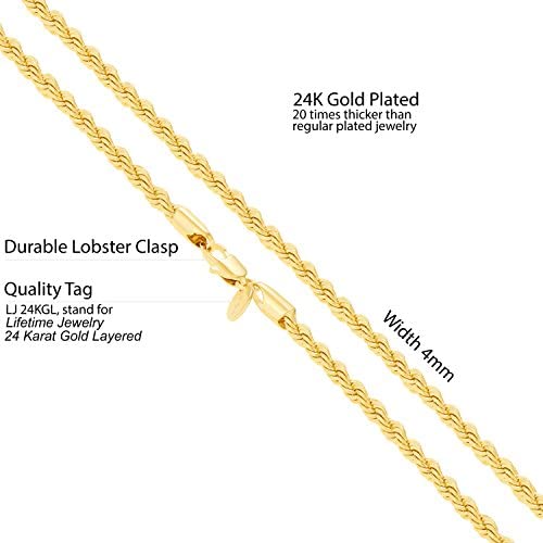 2mm Rope Chain 24k Gold Plated Necklaces