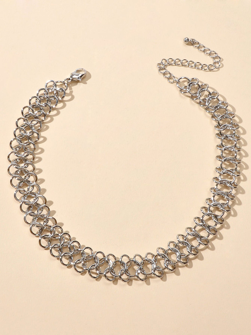 Punk Jewelry Silver Link Lock Chain Short Statement Necklace Choker Accessories