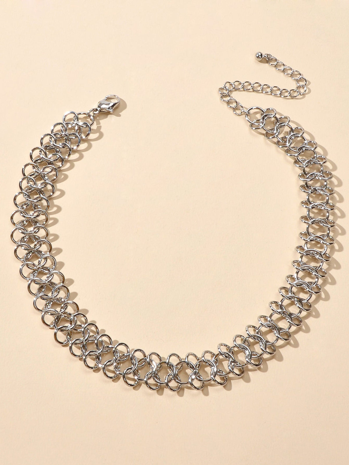 Punk Jewelry Silver Link Lock Chain Short Statement Necklace Choker Accessories