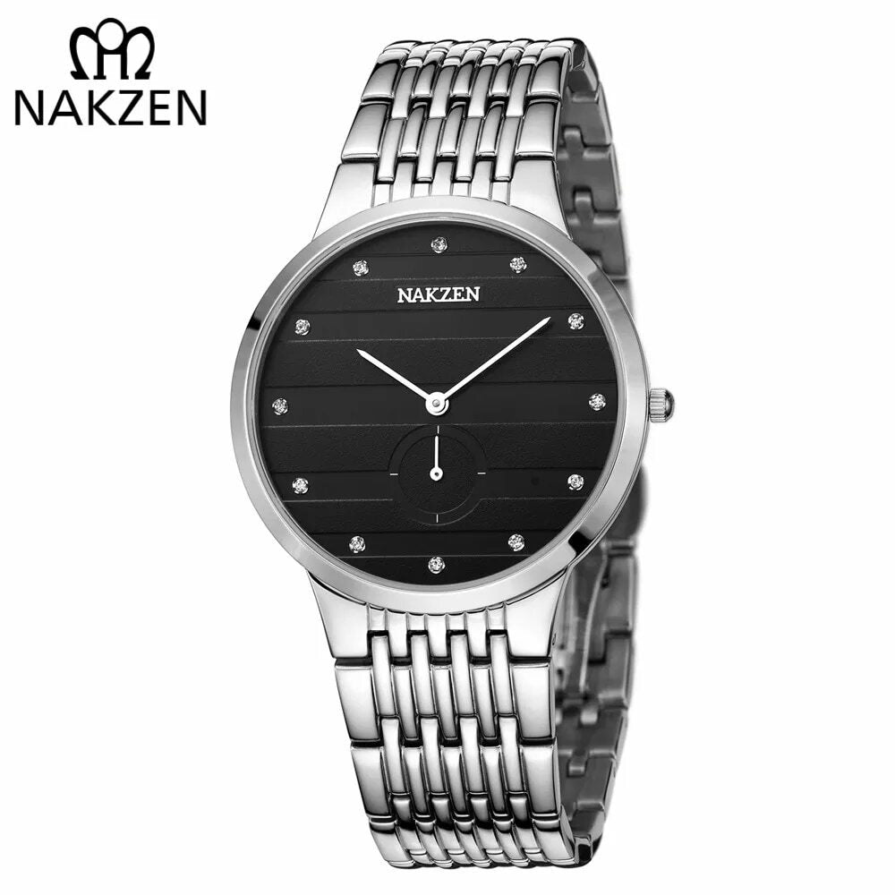 NAKZEN Diamond Men Watch Luxury Brand Sapphire Watches Mens Stainless Steel Black Gold Wristwatch Male Clock Relogio Masculino 4036