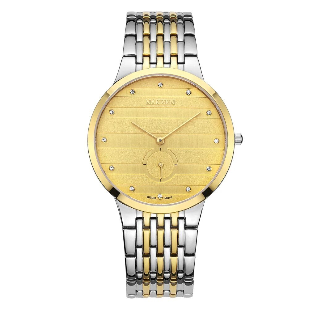 NAKZEN Diamond Men Watch Luxury Brand Sapphire Watches Mens Stainless Steel Black Gold Wristwatch Male Clock Relogio Masculino 4036