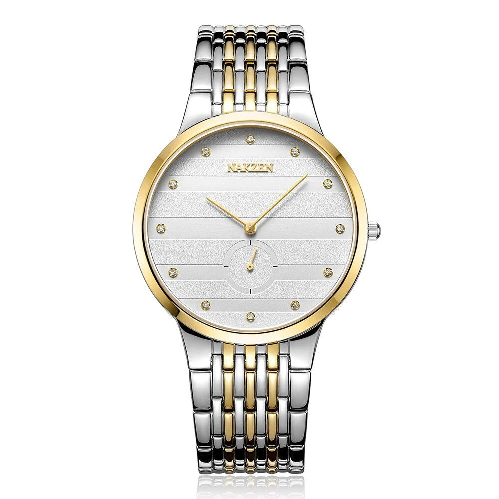 NAKZEN Diamond Men Watch Luxury Brand Sapphire Watches Mens Stainless Steel Black Gold Wristwatch Male Clock Relogio Masculino 4036