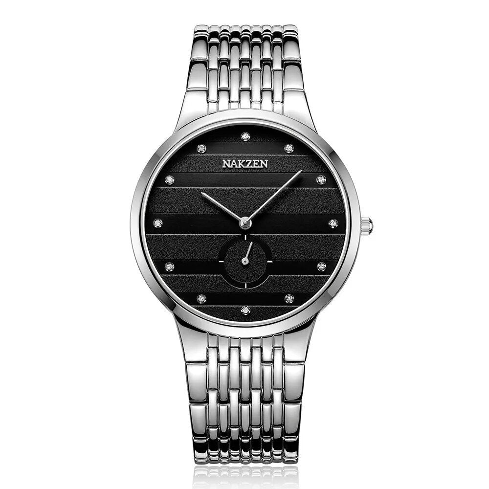 NAKZEN Diamond Men Watch Luxury Brand Sapphire Watches Mens Stainless Steel Black Gold Wristwatch Male Clock Relogio Masculino 4036