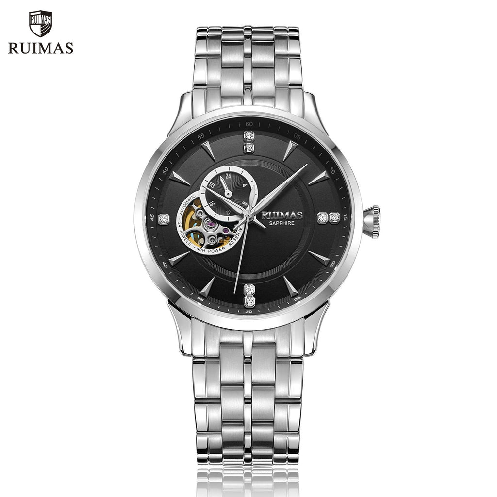 RUIMAS Gold Men Watch Luxury Stainless Steel Automatic Mechanical Watches Sapphire Glass Waterproof Wristwatch Relogio Masculino 6735