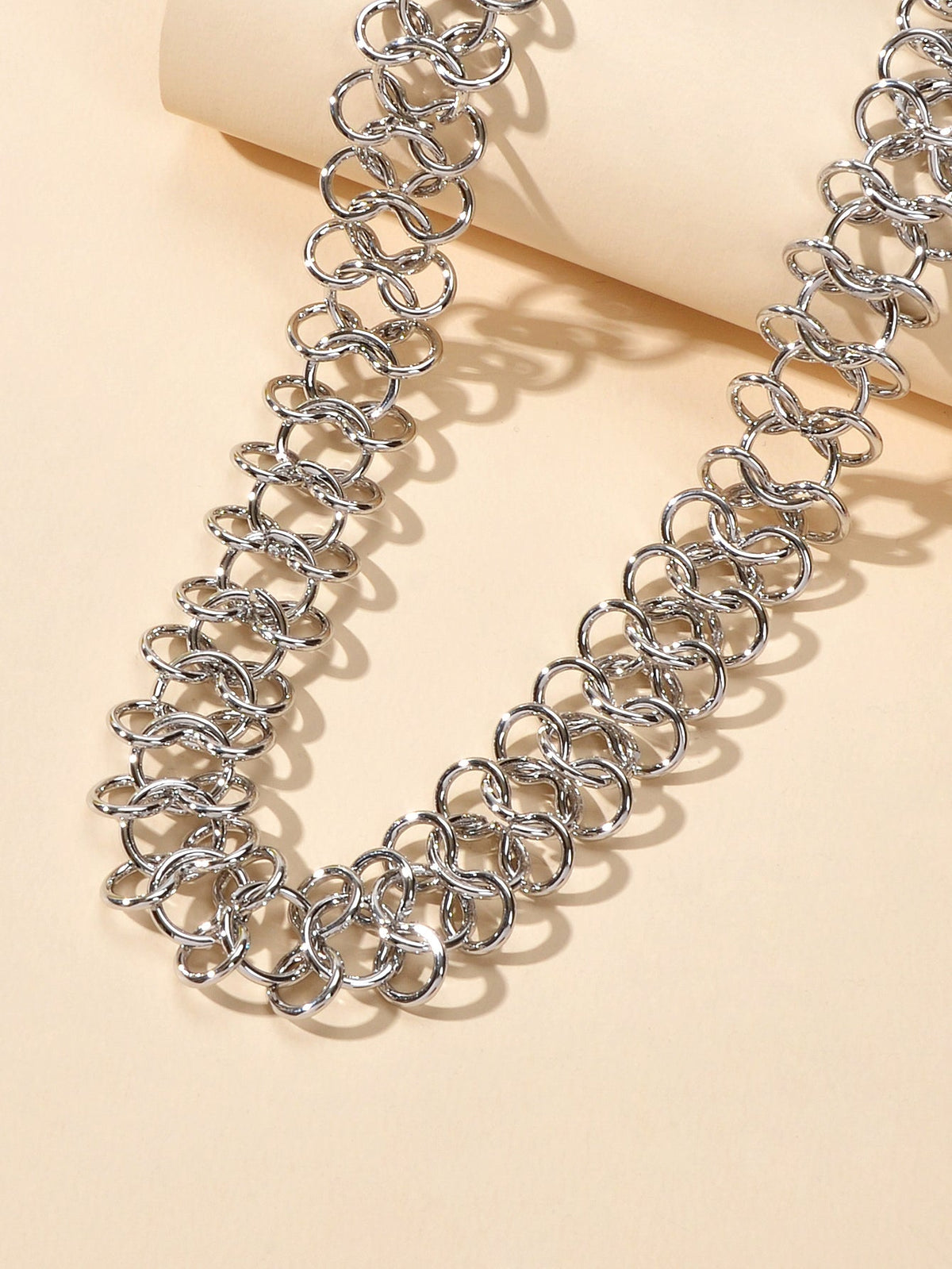 Punk Jewelry Silver Link Lock Chain Short Statement Necklace Choker Accessories