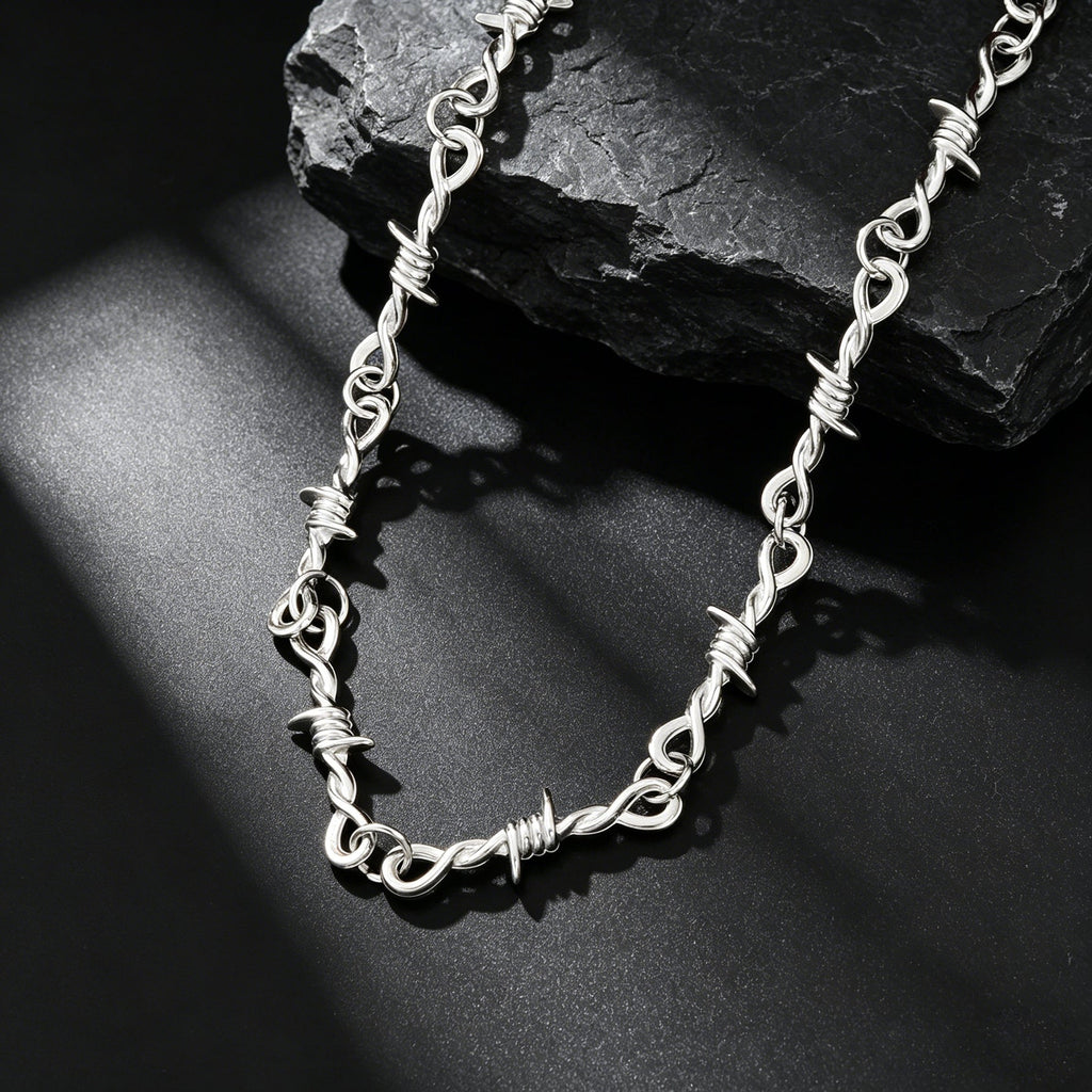 1 pc Punk Rock Style Silver Link Chain Collar Necklace Daily Music Festival Gothic Jewelry
