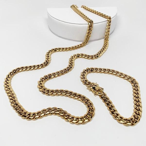 8mm Miami Cuban Link Box Lock Necklace Jewelry Set