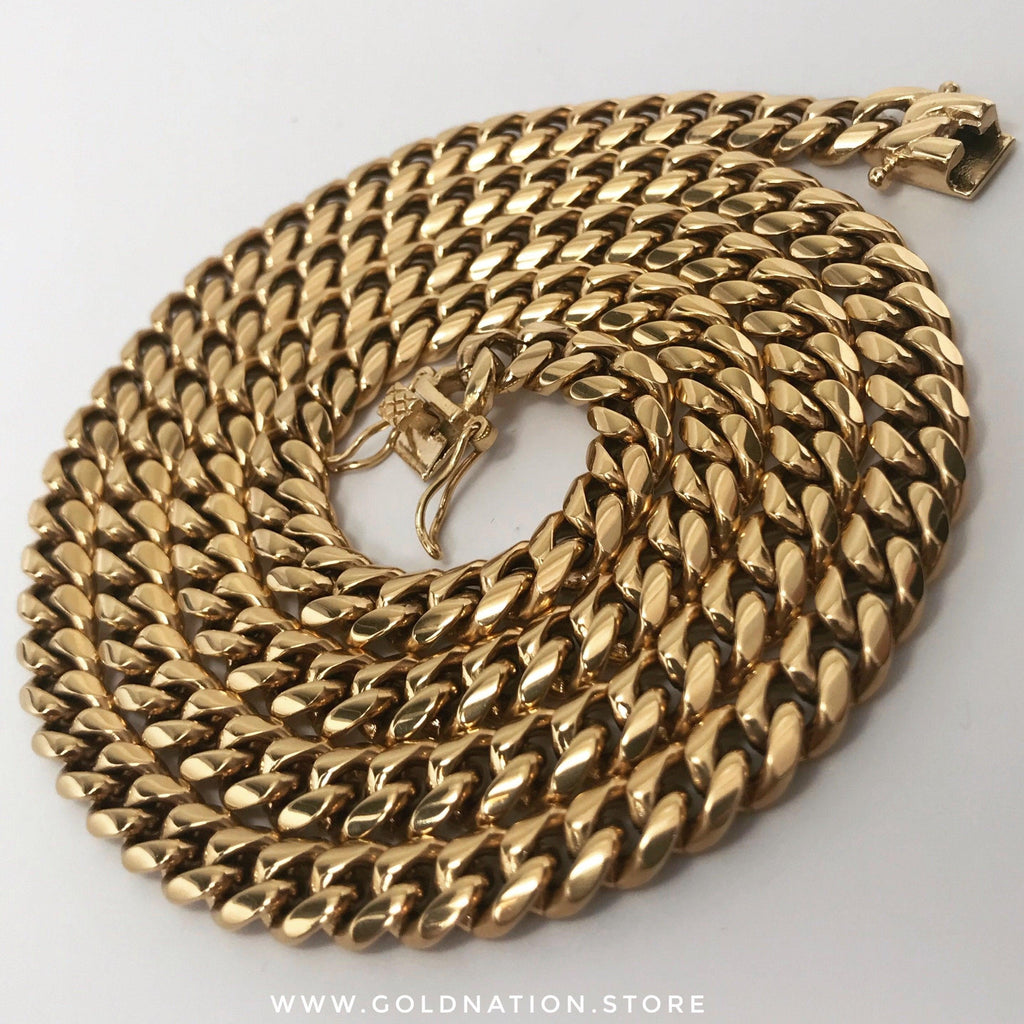 8mm Miami Cuban Link Box Lock Necklace Jewelry Set