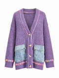 Vibrant Patchwork Knit Cardigan