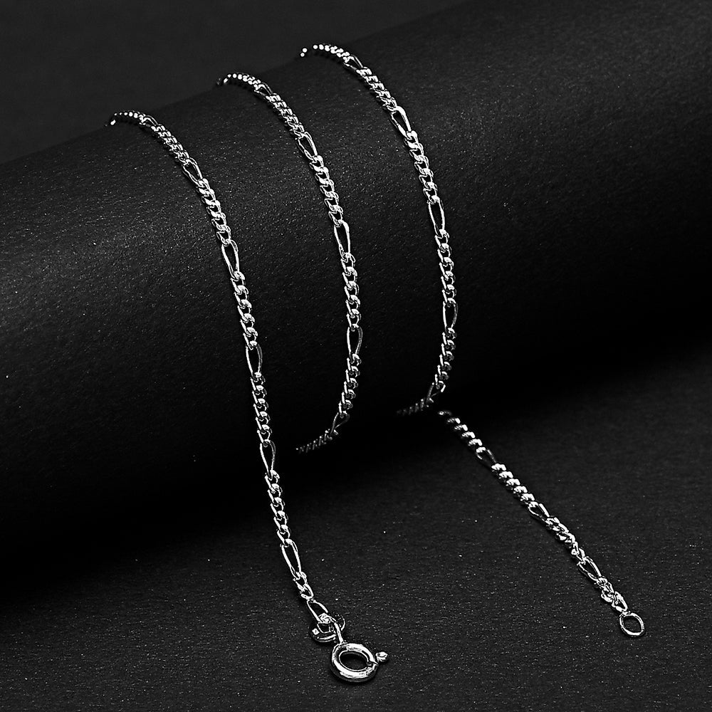 18" Sterling Silver Figaro Chain Necklace for Men & Women Classic Shine DGC1019 C-1001