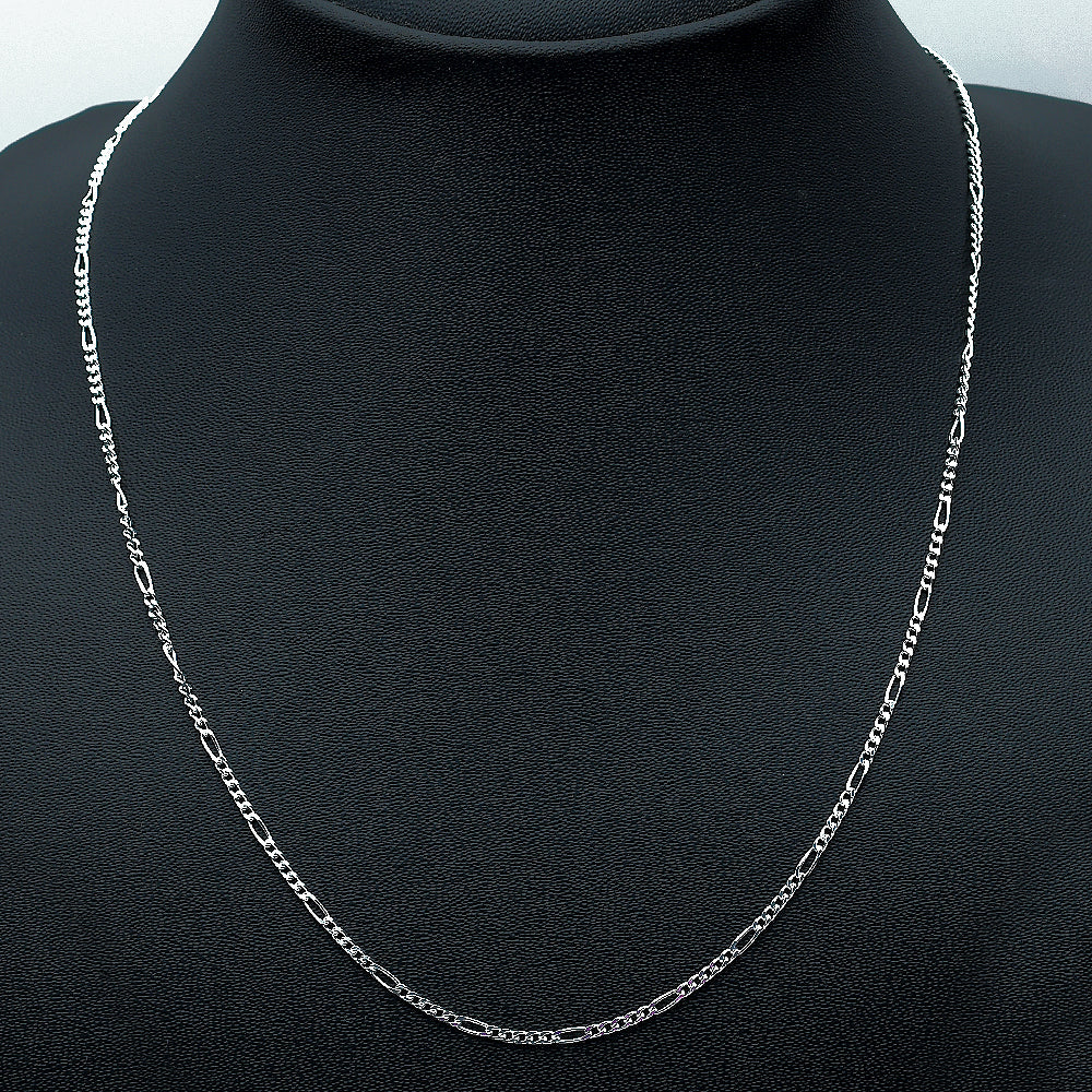 18" Sterling Silver Figaro Chain Necklace for Men & Women Classic Shine DGC1019 C-1001