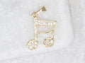 18K Gold Filled CZ Stone Double Bar Note Pendant, Music Note, Music Symbol, Jewelry Making Music Note Charm