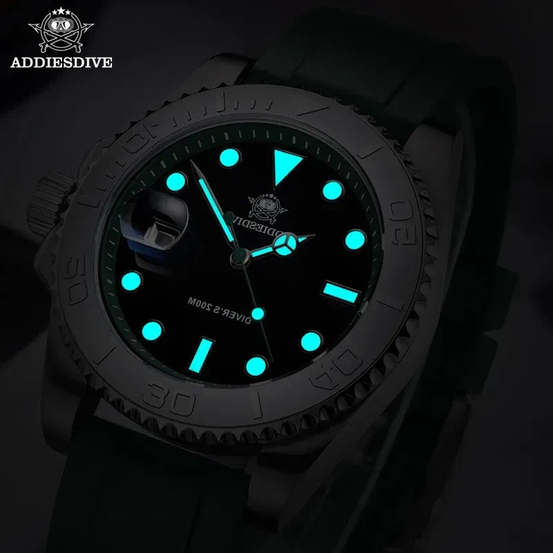 Color: Gold - ADDIESDIVE Rotatable Bezel Watch For Men 41mm Quartz Watch Stainless Seel BGW9 Lumino