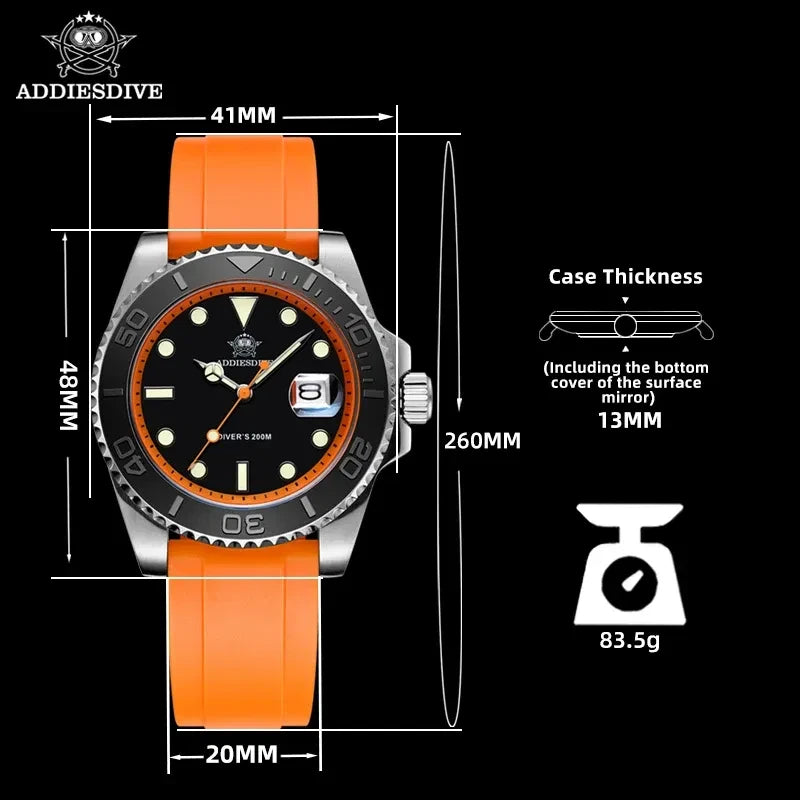 Color: Gold - ADDIESDIVE Rotatable Bezel Watch For Men 41mm Quartz Watch Stainless Seel BGW9 Lumino