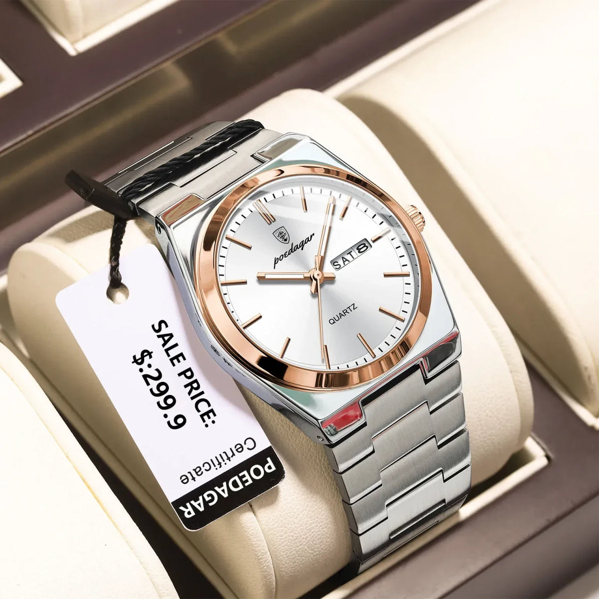 Color: Gold - POEDAGAR Luxury Watch For Man Waterproof Luminous Date Week Stainless Steel Men Watch
