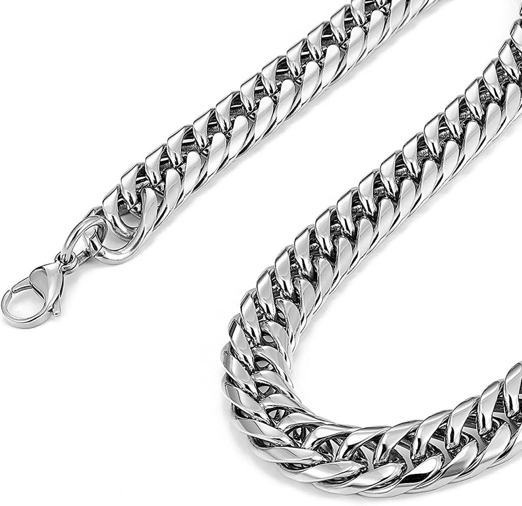 8mm Stainless Steel Cuban Link Chain Necklace – Waterproof Heavy-Duty Men's Fashion Jewelry