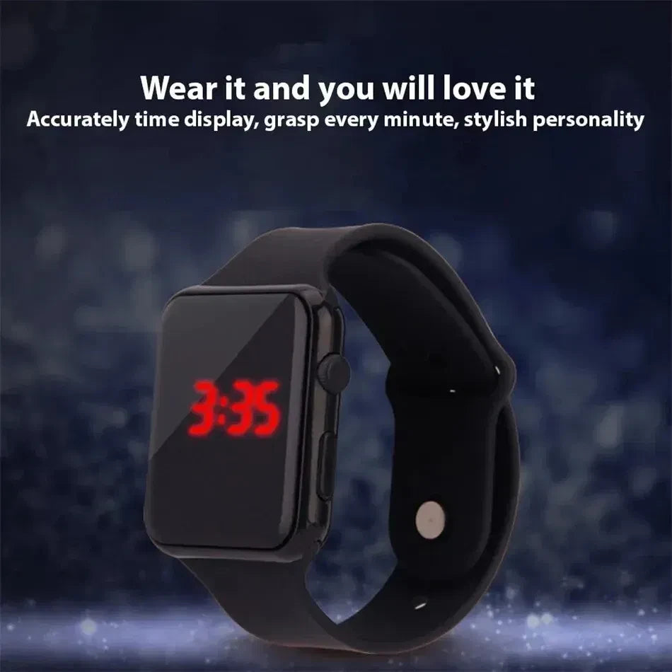 Color: Gold - Simple Digital Watch for Men Women Fashion Sport LED Electronic Watch Black Silicone