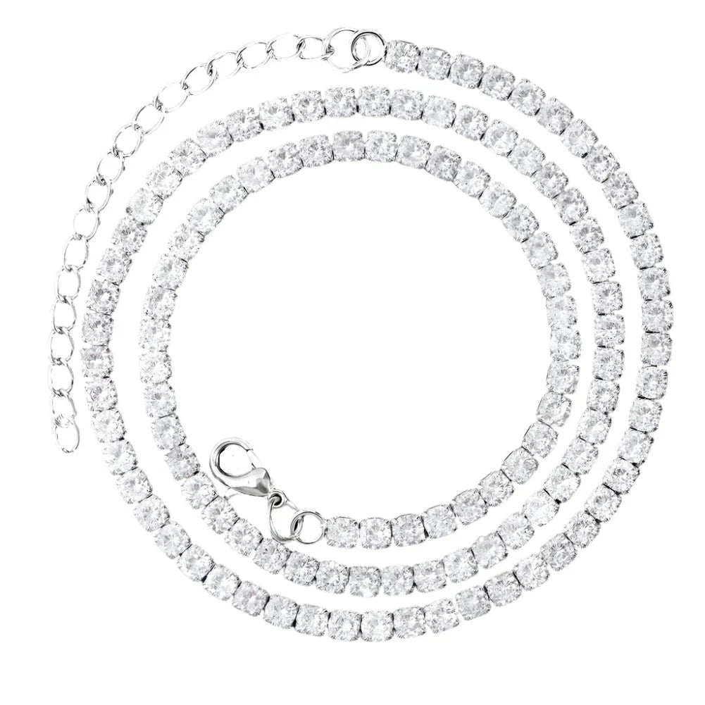 Prong Cuban Link Chain Necklace Rhinestone (A0924SL)