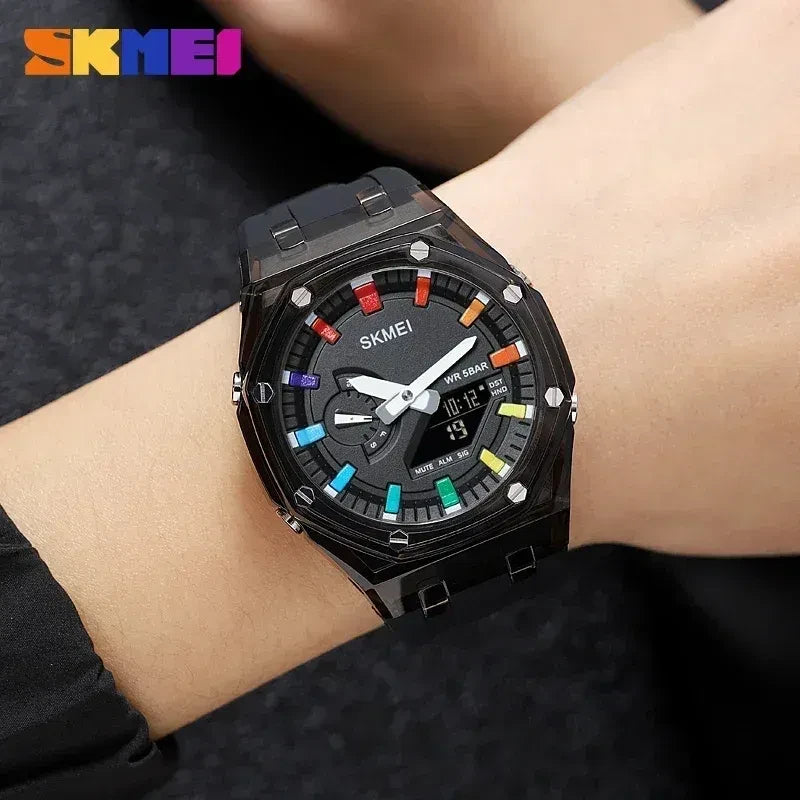 Color: Gold, Ships From: CHINA - SKMEI Waterproof Men Watch Countdown Stopwatch Led Light Electroni