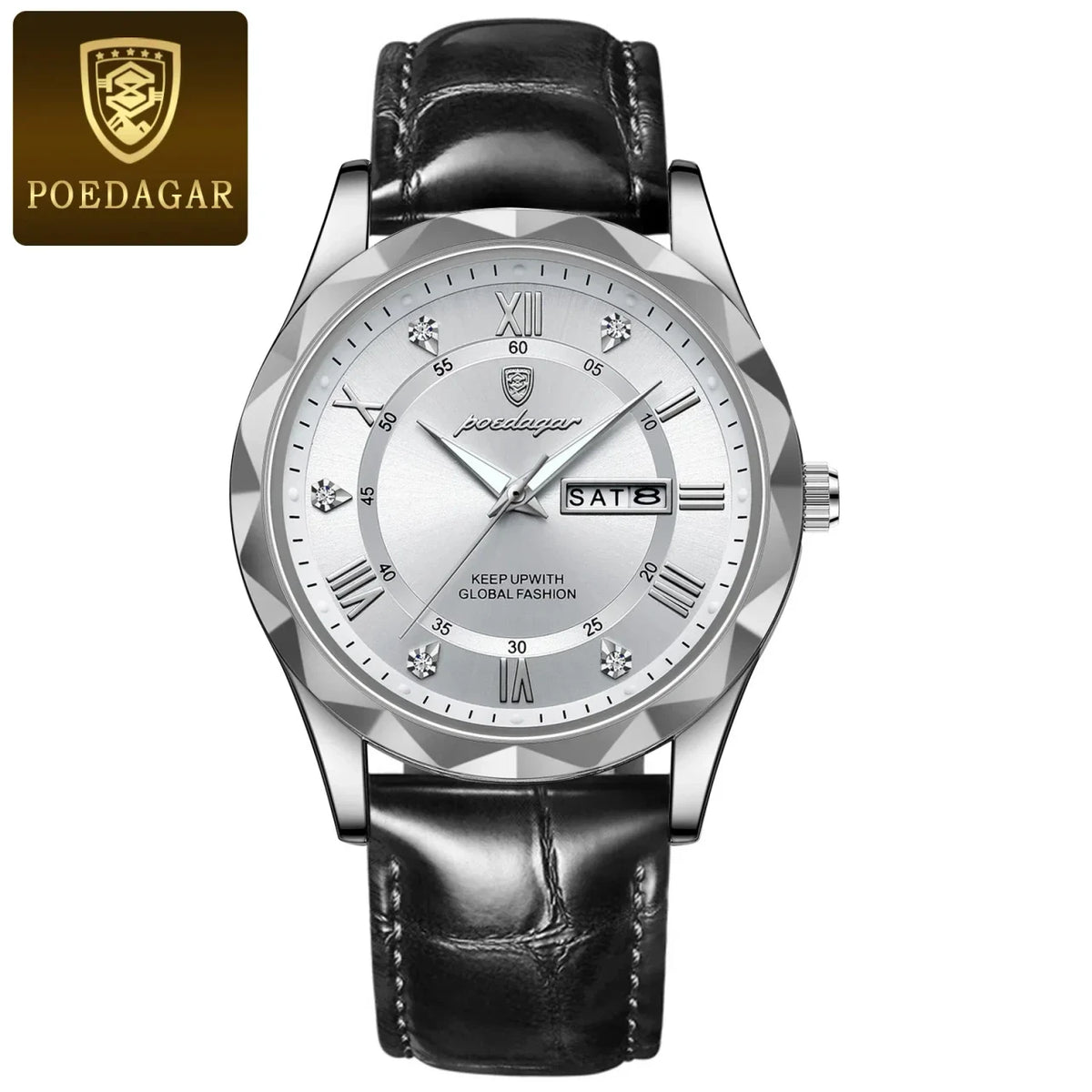 Color: Gold - POEDAGAR Luxury Business Man Wristwatch Waterproof Luminous Date Week Men Watch For M