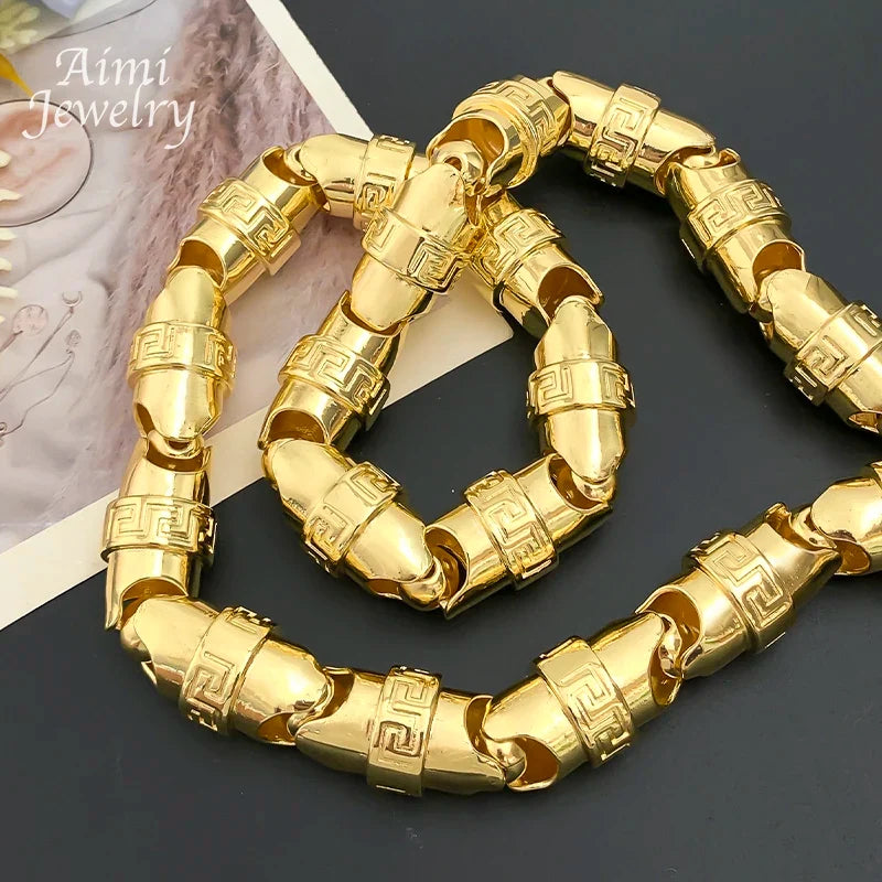 75cm 18K Gold-Plated Bold Chain Necklace – Hip Hop Fashion Jewelry for Men