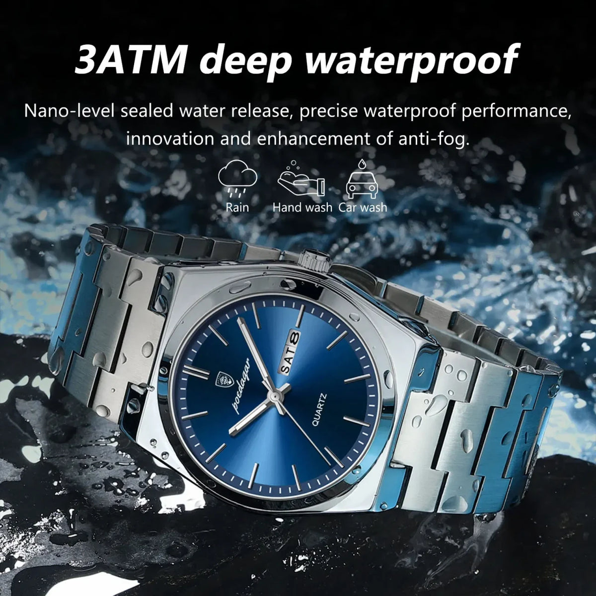 Color: Gold - POEDAGAR Luxury Watch For Man Waterproof Luminous Date Week Stainless Steel Men Watch