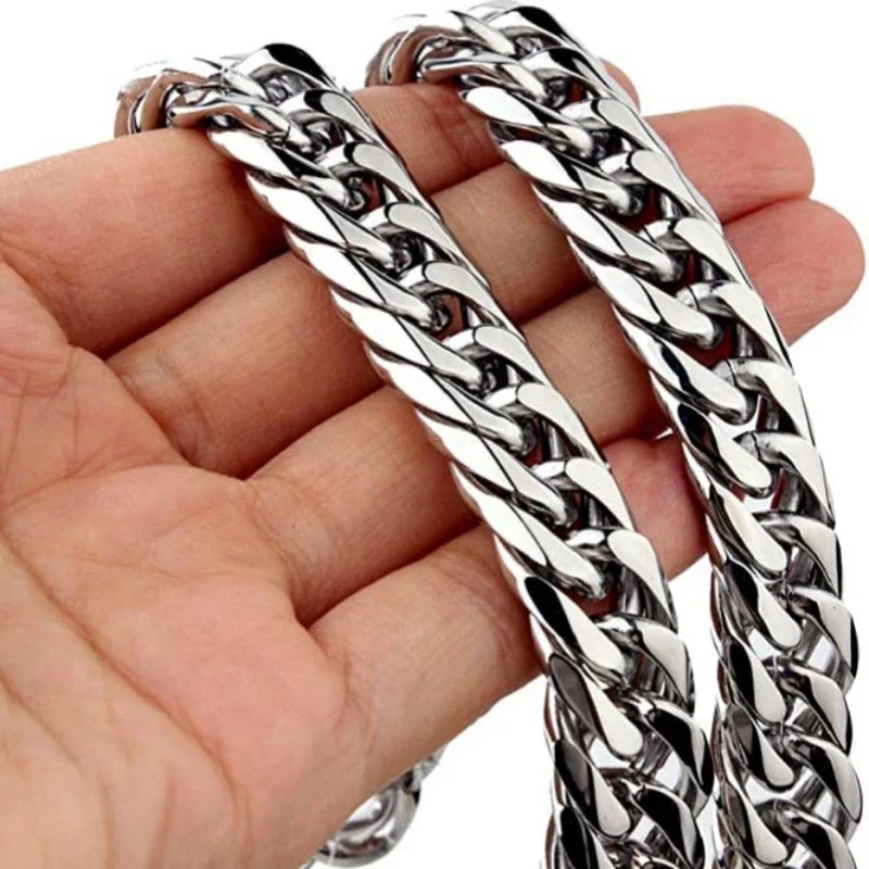 8mm Stainless Steel Cuban Link Chain Necklace – Waterproof Heavy-Duty Men's Fashion Jewelry