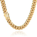 8mm Stainless Steel Cuban Link Chain Necklace – Waterproof Gold-Tone Jewelry for Men & Women