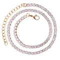 Prong Cuban Link Chain Necklace Rhinestone (A0924GD)