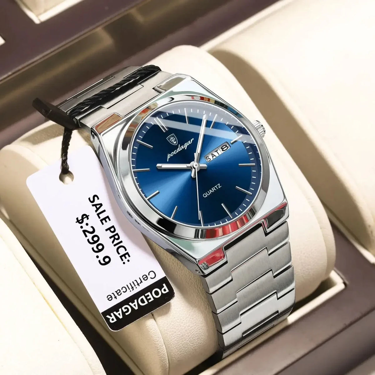 Color: Gold - POEDAGAR Luxury Watch For Man Waterproof Luminous Date Week Stainless Steel Men Watch