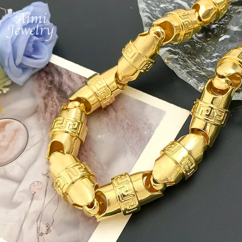 75cm 18K Gold-Plated Bold Chain Necklace – Hip Hop Fashion Jewelry for Men
