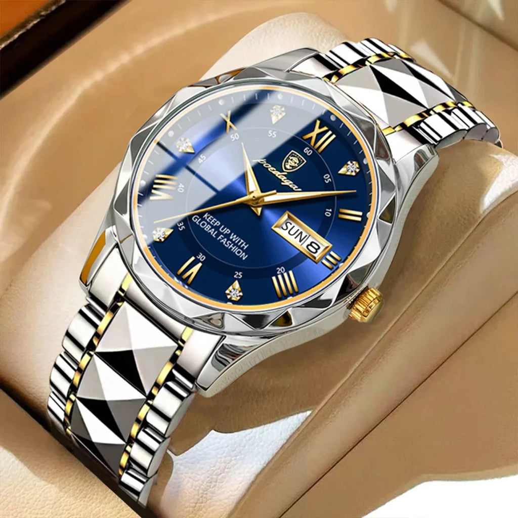 Color: Gold - POEDAGAR Top Luxury Men Quartz Watch For Men Sports Waterproof Luminous Stainless Ste