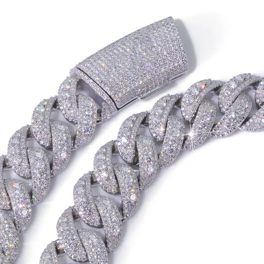 22mm Rose Gold Iced Miami Cuban Link Necklace – Zircon Hip-Hop Chain