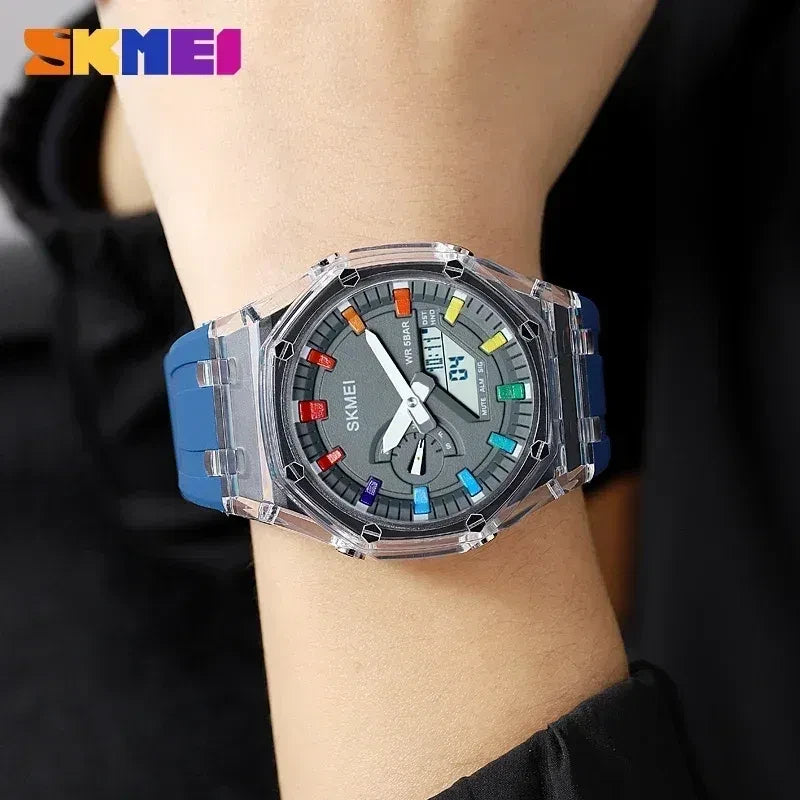 Color: Gold, Ships From: CHINA - SKMEI Waterproof Men Watch Countdown Stopwatch Led Light Electroni