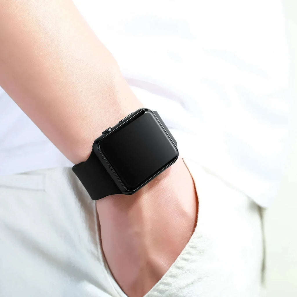 Color: Gold - Simple Digital Watch for Men Women Fashion Sport LED Electronic Watch Black Silicone