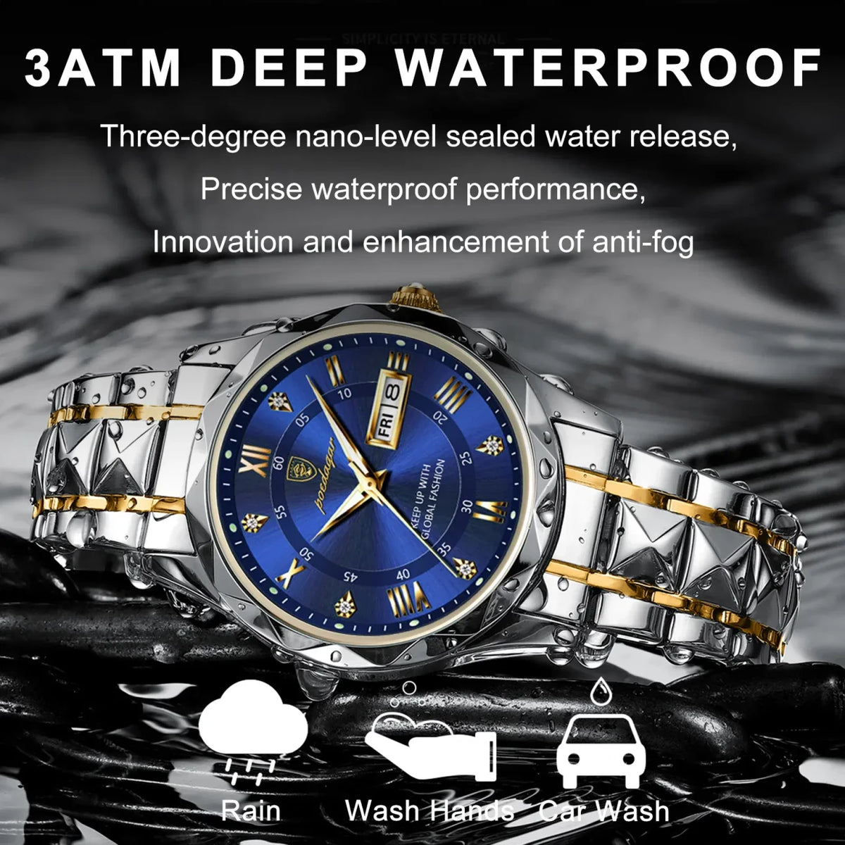 Color: Gold - POEDAGAR Top Luxury Men Quartz Watch For Men Sports Waterproof Luminous Stainless Ste
