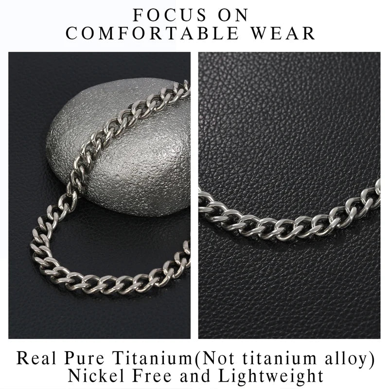 Pure Titanium Curb Chain Necklace for Men & Women – Hypoallergenic Lightweight Jewelry