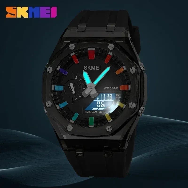 Color: Gold, Ships From: CHINA - SKMEI Waterproof Men Watch Countdown Stopwatch Led Light Electroni