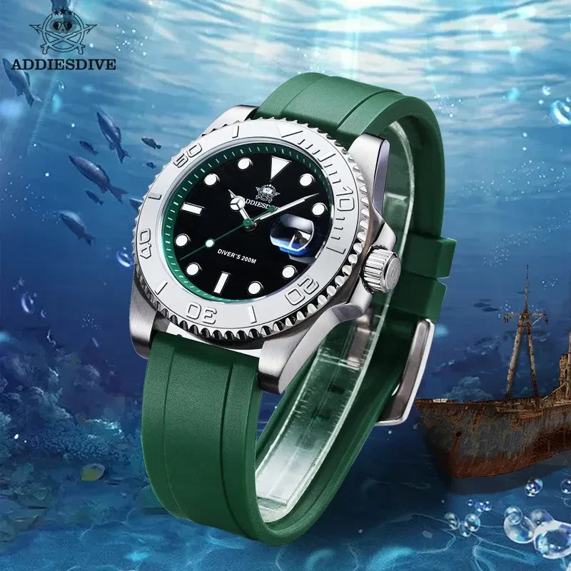 Color: Gold - ADDIESDIVE Rotatable Bezel Watch For Men 41mm Quartz Watch Stainless Seel BGW9 Lumino