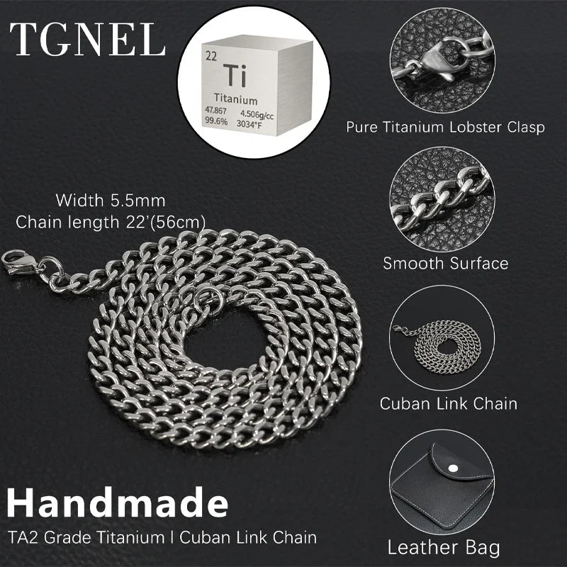 Pure Titanium Curb Chain Necklace for Men & Women – Hypoallergenic Lightweight Jewelry