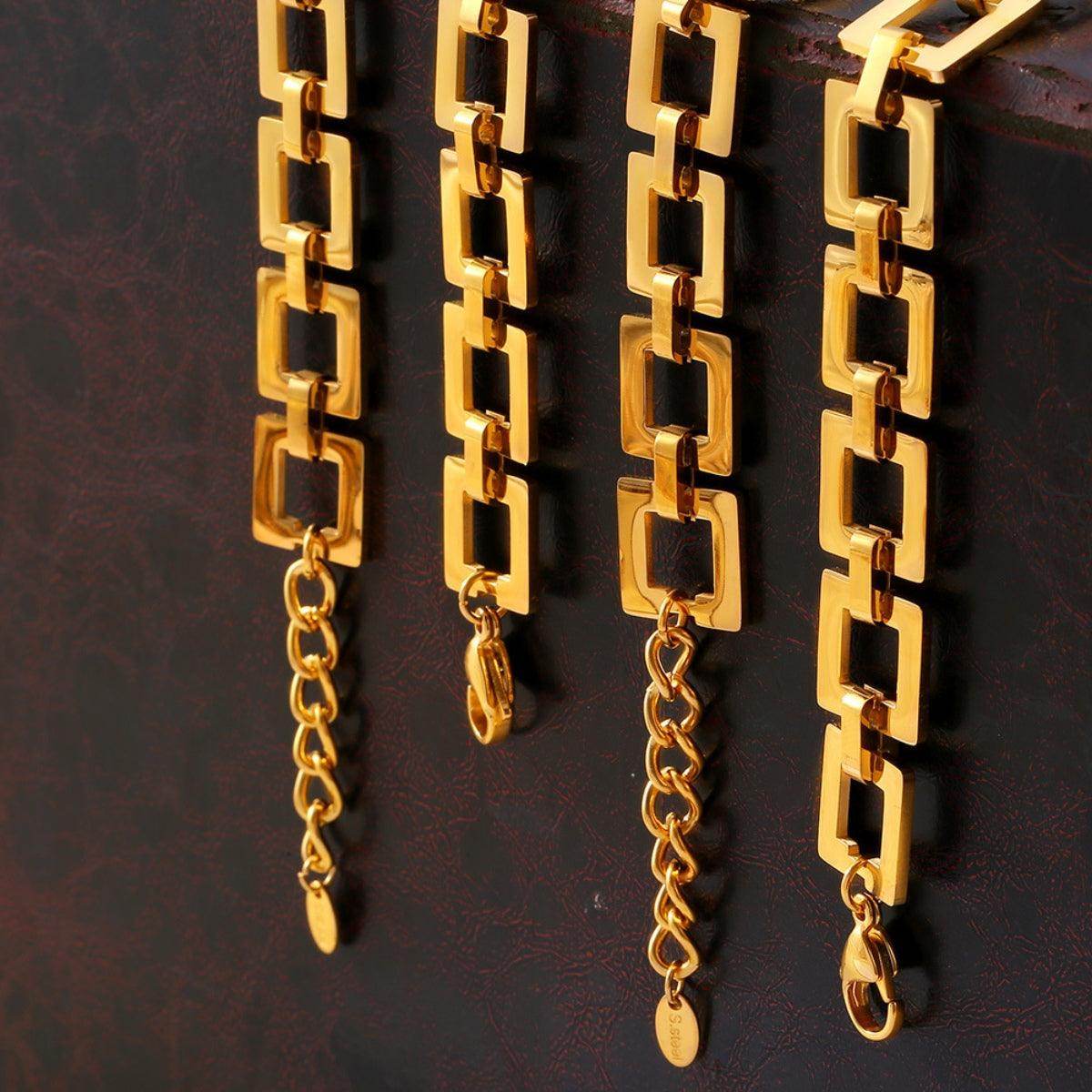 Titanium Steel Hollow Square Chain Bracelet for Men and Women