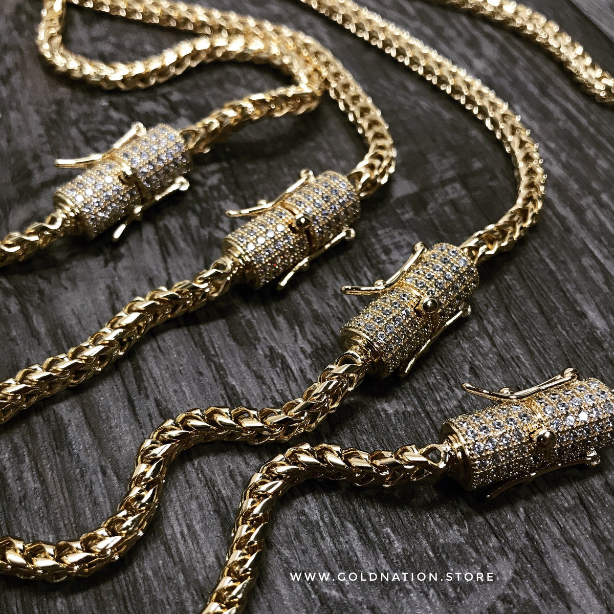 4mm Franco Snake Chain Necklace Jewelry Set (Diamond Lock)