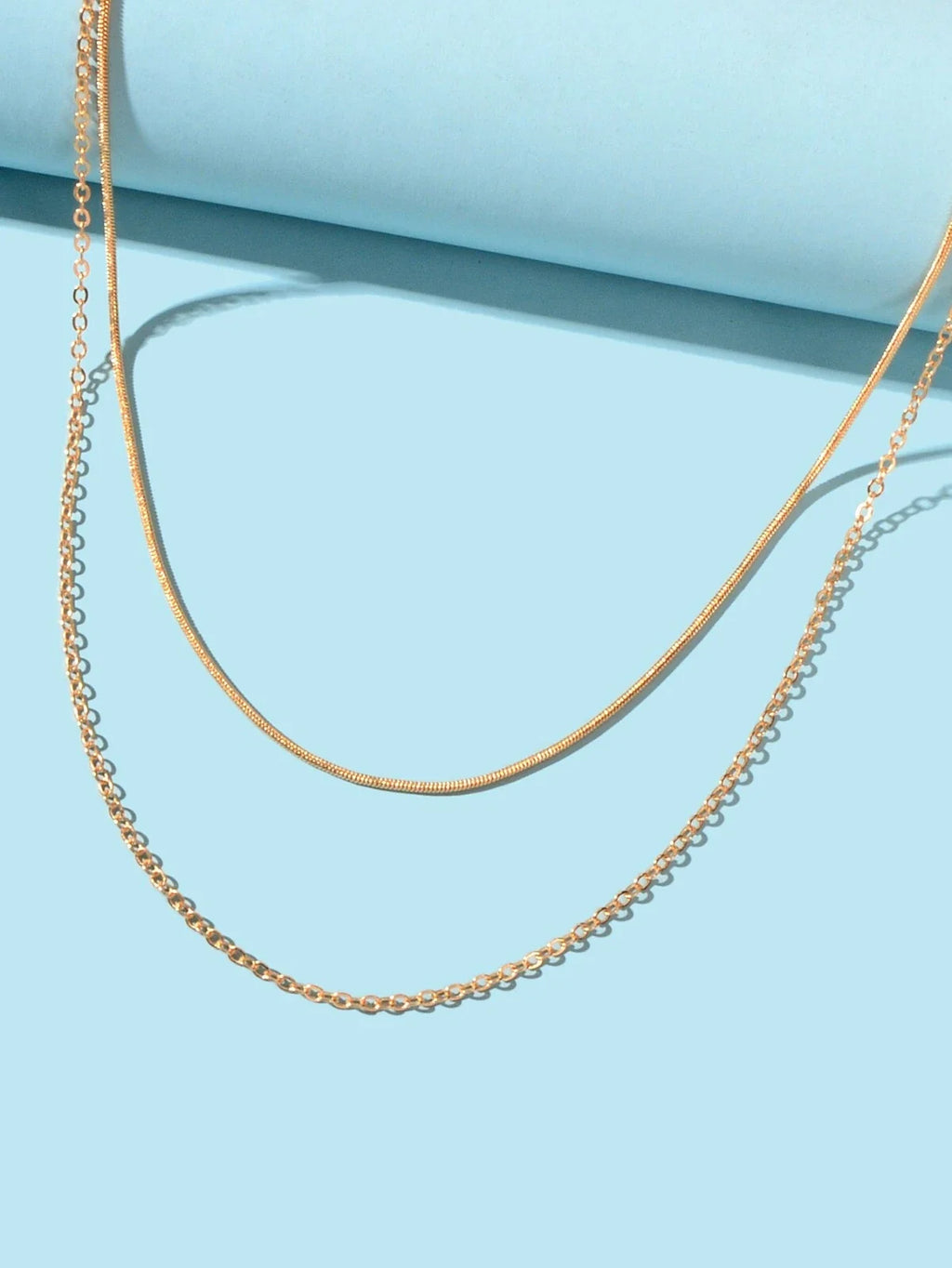 Double Layered Gold Silver Simple Link Chain Necklace Women Gift Party Jewellery