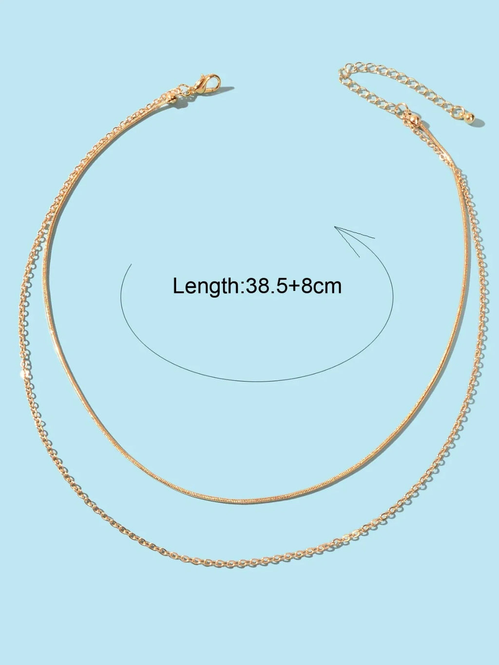 Double Layered Gold Silver Simple Link Chain Necklace Women Gift Party Jewellery